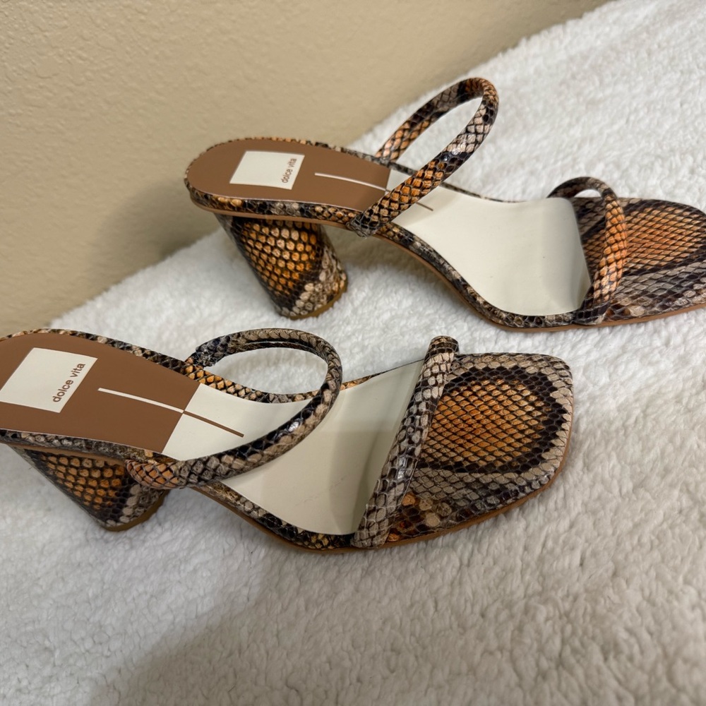 Dolce Vita Brown Snakeskin Heels - Picture 9 of 13
